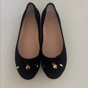 Kate Spade Black suede Flats with Gold Charm